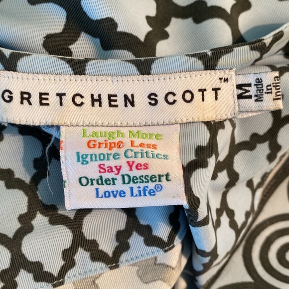 Gretchen Scott Bordertown Cornflower Blue Vneck Jersey Tunic Shift Dress - M - Picture 10 of 11